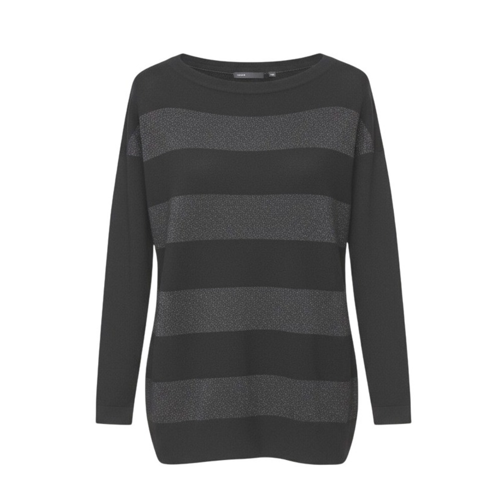 Vince Women's Cashmere‎ Striped Sweater XS Black Gray Scoop Neck Minimalist Soft
